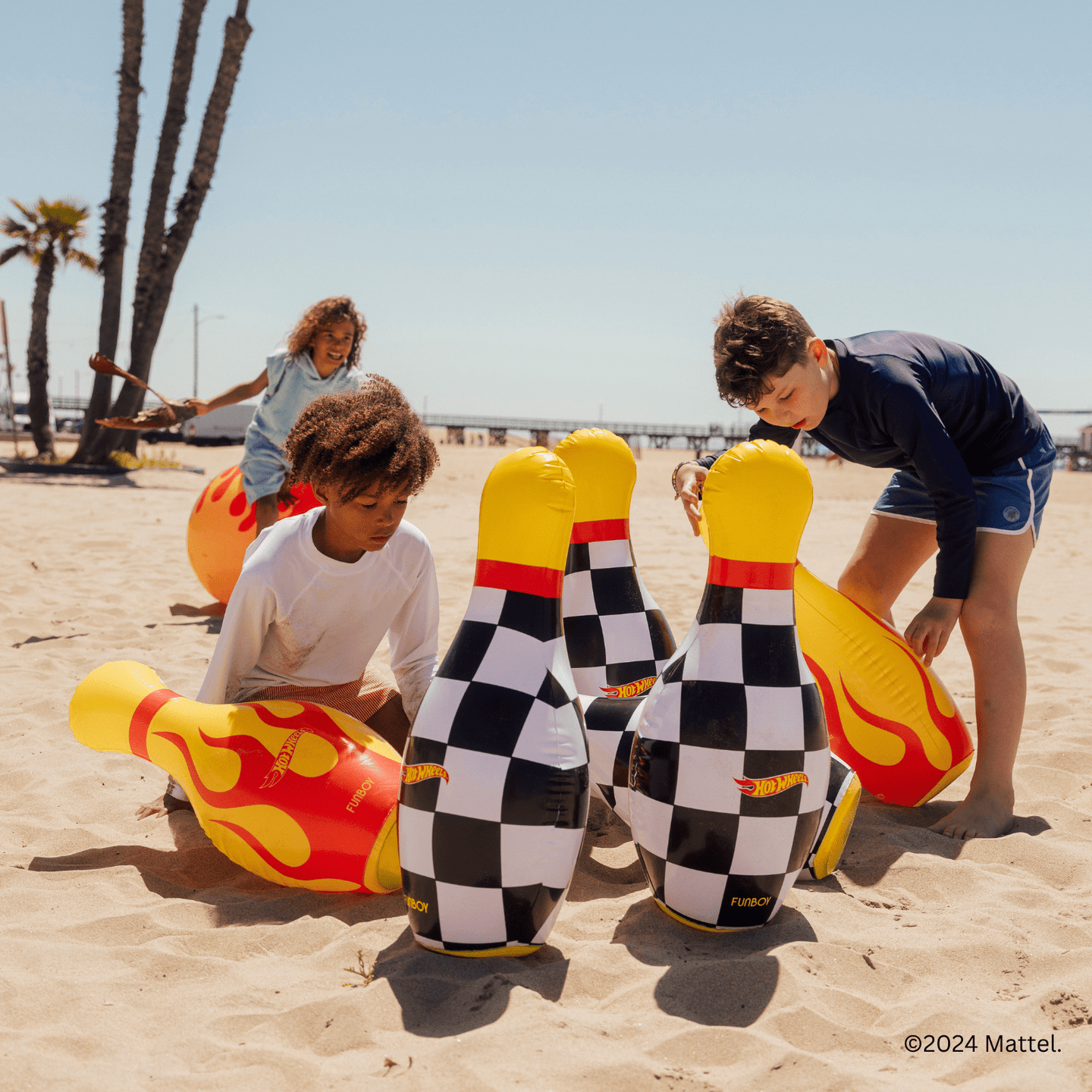 Hot Wheels Checkered Flame Backyard Bowling Set