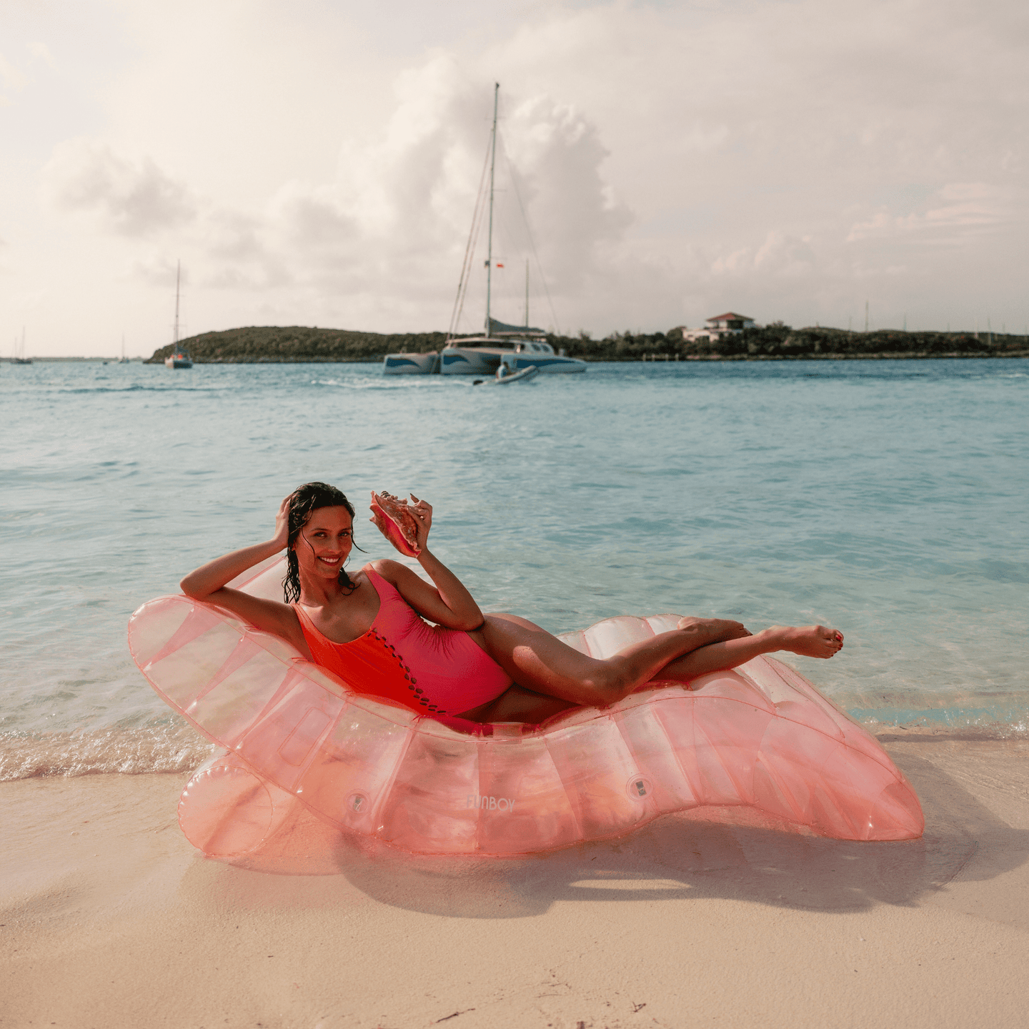 Clear Pink Chaise Lounger Pool Float