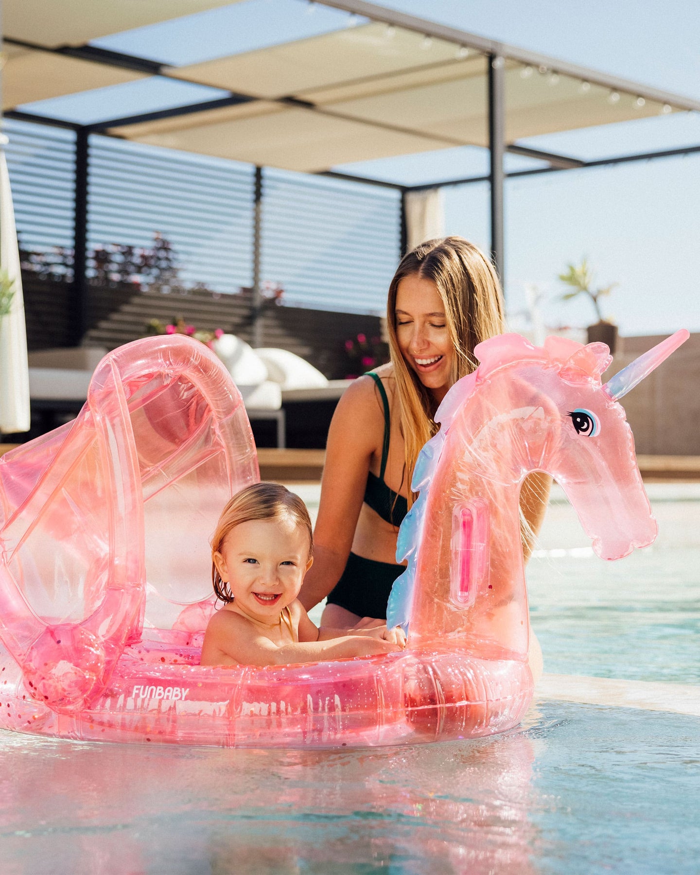 Baby Pool Float w/ Shade - Pink Unicorn